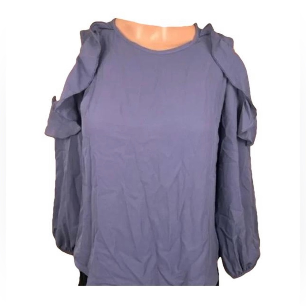 BCX Purple Blouse Cold Shoulder Long Sleeve